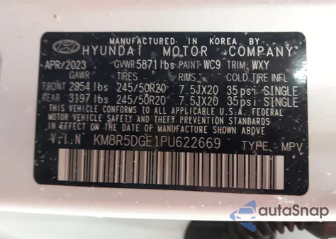 2023 Hyundai Palisade Limited z USA, uszkodzony, nr VIN KM8R5DGE1PU622669